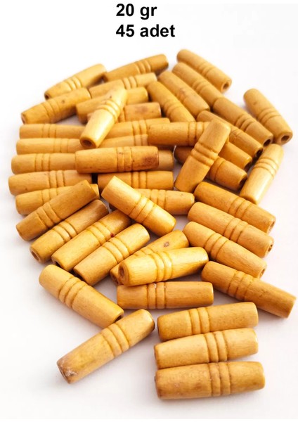 20 gr (45 Adet) Ahşap Boncuk 25 mm Boy x 10 mm En Doğal Ahşap Makrome El Işi Çanta fiyatları