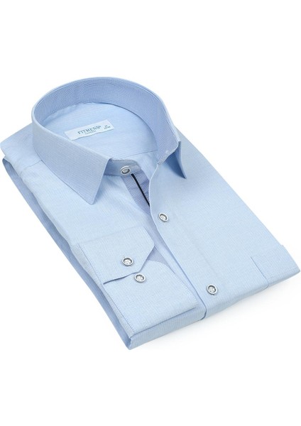 Klasik Uzun Kol Keten Cotton Hediye Kutulu Erkek Gömlek - Açık Mavi fırsatları