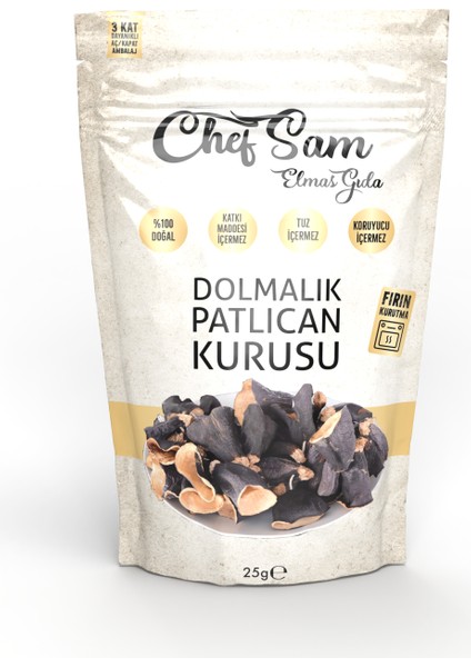 Chef Sam Dolmalık Patlıcan Kurusu 25 gr 9-11 Adet