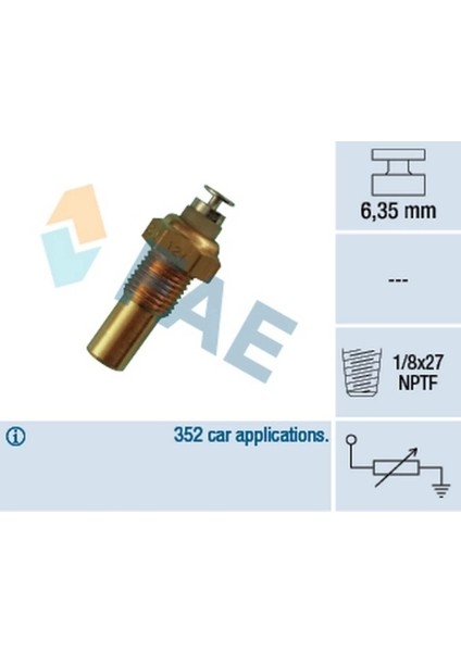 Astra F G Corsa A B Frontera B 1991 2001 Hararet Müşürü 120 °c M10X1MM (Oem NO:1342561)