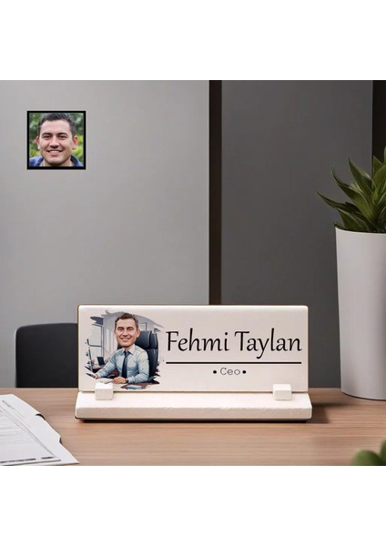 Kişiye Özel Ceo Temalı Karikatürlü Masaüstü Taş Isimlik