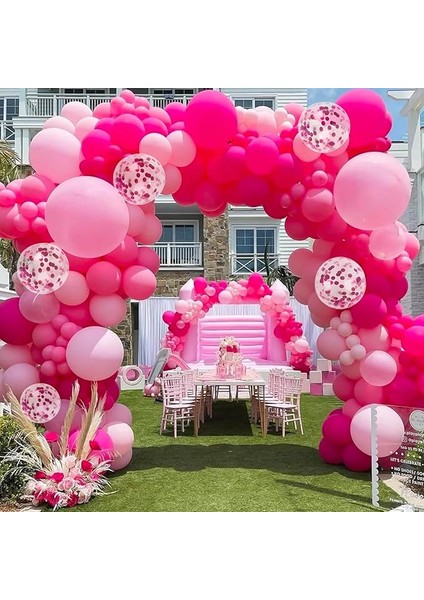 10 adet Fuşya - Pembe Şeffaf Konfetili Kaliteli Balon Seti modelleri