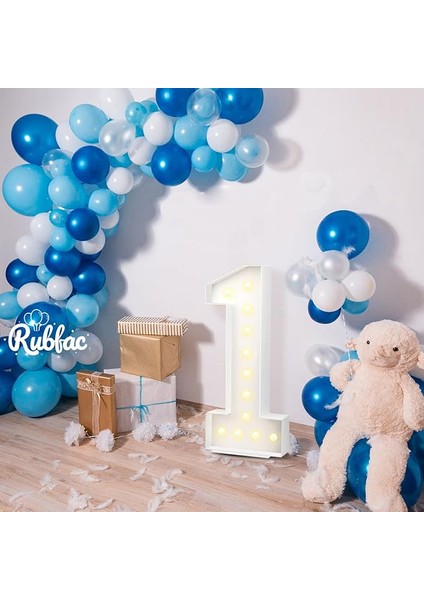 40 adet Lacivert - Açık mavi - Beyaz- şeffaf Konfetili balon seti + balon zinciri,bandı fiyatları