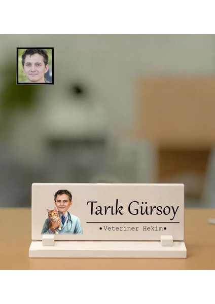 Kişiye Özel Veteriner Temalı Masaüstü Taş Isimlik
