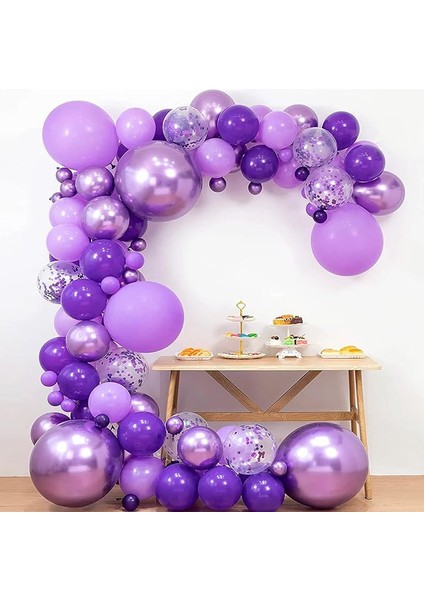 10 adet Lila - Mor - şeffaf Konfetili, balon Kaliteli Balon Seti fiyatları