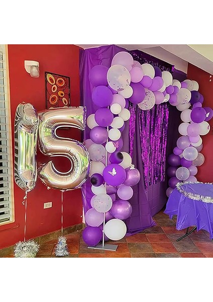 10 adet Lila - Mor - şeffaf Konfetili, balon Kaliteli Balon Seti fırsatları