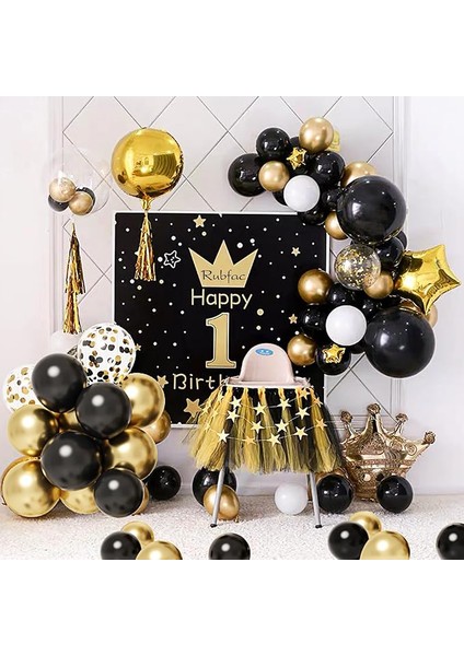 10 adet Siyah - Beyaz- Konfetili şeffaf balon , Metalik gold balon Kaliteli Balon Seti fiyatları