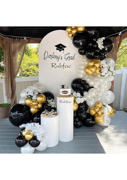 10 adet Siyah - Beyaz- Konfetili şeffaf balon , Metalik gold balon Kaliteli Balon Seti modelleri