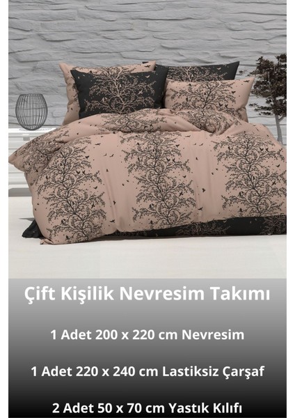 Latte Tekstil Sunrise Çift Kişilik Pamuklu, Desenli Kumaş Kombin Nevresim Takımı