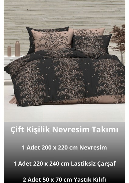 Latte Tekstil Sunrise Çift Kişilik Pamuklu, Desenli Kumaş Kombin Nevresim Takımı