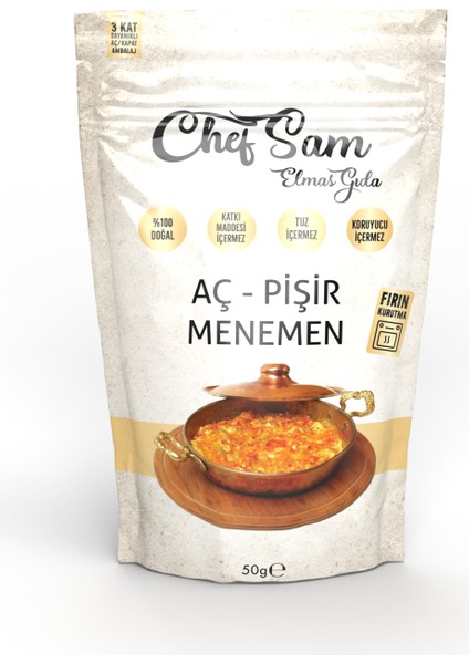 Chef Sam Aç Pişir Menemen 50 gr 700 gr Yaş Sebze Karşılığı