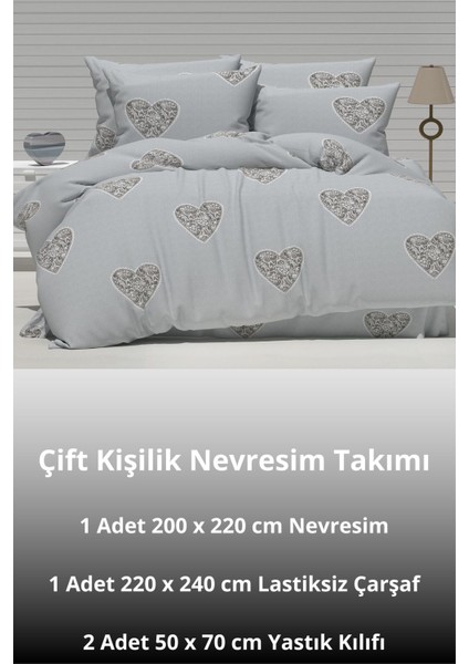 Sunrise Çift Kişilik Pamuklu, Desenli Kumaş Kombin Nevresim Takımı