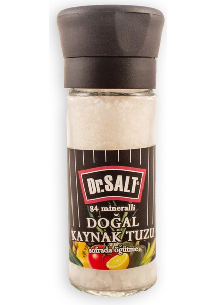 Dr. Salt 84 Mineralli Doğal Kaynak Tuzu - Seramik Değirmen 110 Gr. - Cam (Doldurulabilir)