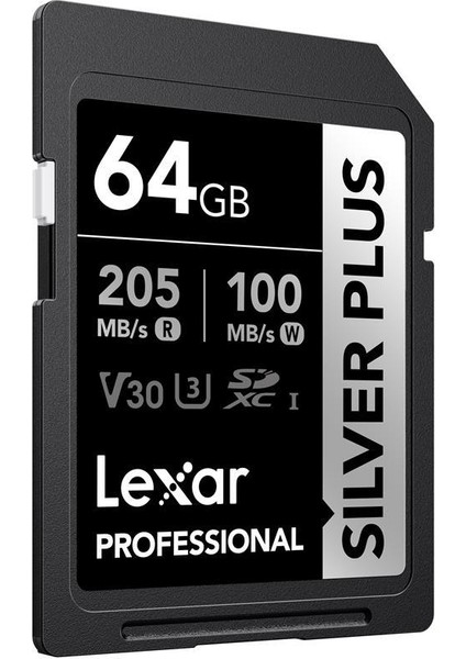 64GB Lexar LSDSIPL064G-BNNNG Professıonal Sılver Plus Sdxc Uhs-I Cards Up To 205MB/S Read 100MB/S Wr