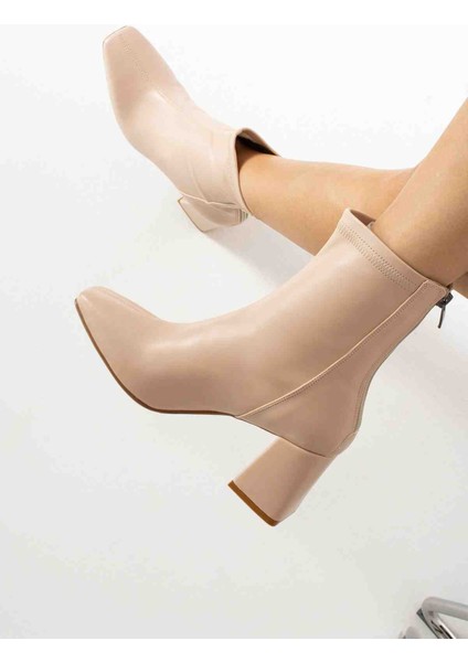 Nissoo Ten Renk-Küt Burun-Streç Deri-Kadın Bot