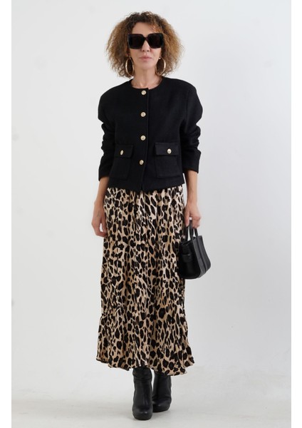 Siyah Gold Düğmeli Örme Keçe Ceket fiyatları