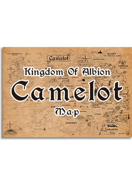 Camelot ve Kingdom Of Albion Haritası 50*70CM, Merlin, Kral Arthur (Ekskalibur) Efsanesi Haritası, Merlin Poster