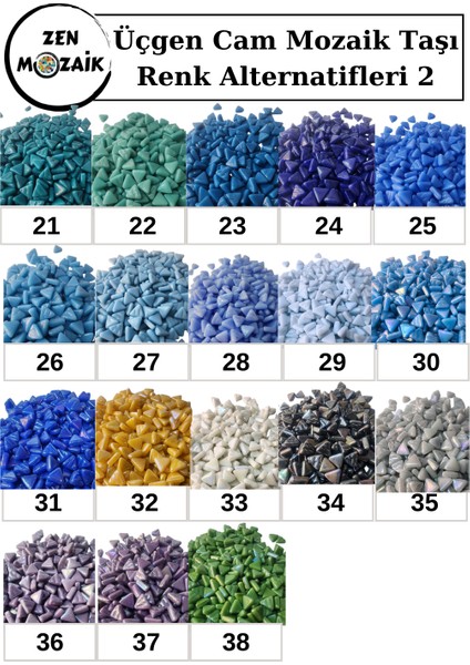 Sanatsal Mozaik Çalışmalarınız Için 10X10 X10 mm - Üçgen Cam Mozaik Taşı (200 Gr) modelleri