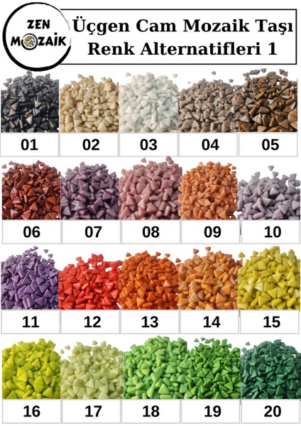 Sanatsal Mozaik Çalışmalarınız Için 10X10 X10 mm - Üçgen Cam Mozaik Taşı (200 Gr) fırsatları
