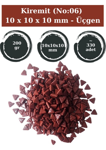 Sanatsal Mozaik Çalışmalarınız Için 10X10 X10 mm - Üçgen Cam Mozaik Taşı (200 Gr)