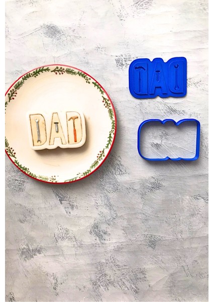 Dad Yazılı Hamur Şekillendirici Kurabiye Kalıbı, Seramik, Şeker Hamuru, Oyun Hamuru, 8x6 cm fiyatları