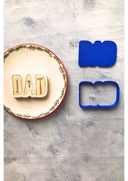 Dad Yazılı Hamur Şekillendirici Kurabiye Kalıbı, Seramik, Şeker Hamuru, Oyun Hamuru, 8x6 cm indirimleri