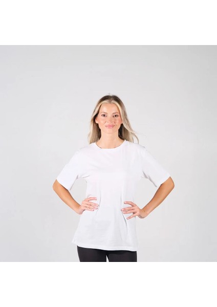 BafacoTekstil %100 Pamuklu Beyaz Basic T-Shirt Erkek / Kadın fiyatları