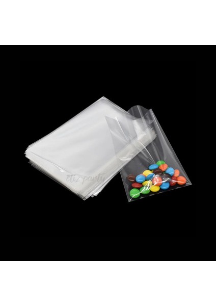 Şeffaf Parlak Bantsız Jelatin Poşet 8x20 cm Kurabiye Aksesuar Hediye Paketleme Poşeti 100 Adet