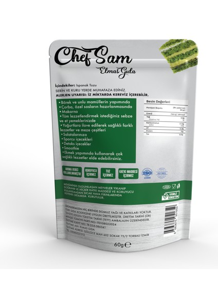 Chef Sam Ispanak Tozu 60 G