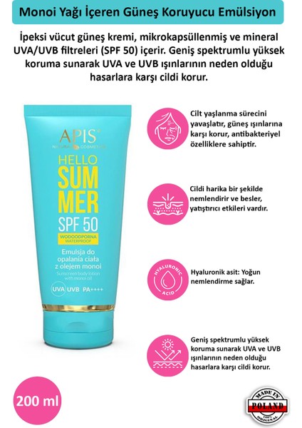 Güneş Kremi - 50 SPF - Monoi Yağlı - 200ml