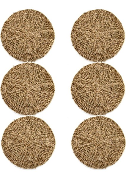 6 Adet Hasır Bardak Altı 12CM ve 1 Adet Nihale 20CM Çay, Fincan, Kupa, Mum Altlığı Supla Dekoratif