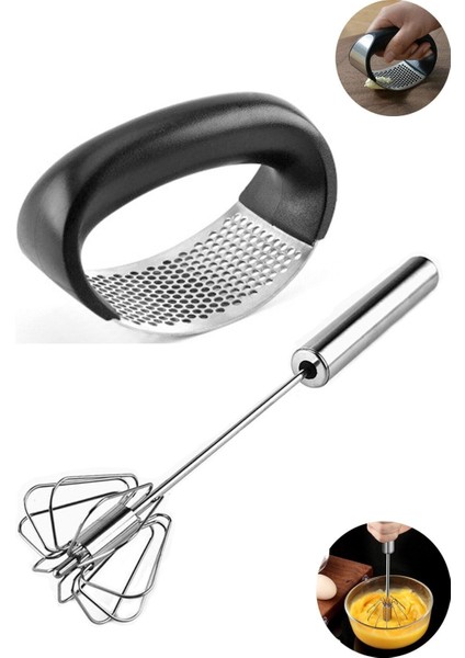 Metal Sarımsak Ezici + Metal Otomatik Çırpıcı