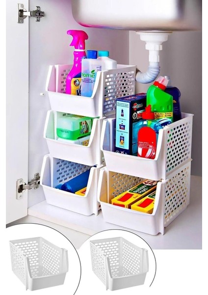 3 Adet Çok Amaçlı Katlı Geçmeli Organizer Pratik Dolap Içi Lavabo Altı Evye Tezgah Mutfak Banyo