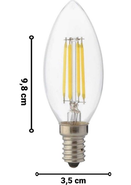 Horoz 6 Watt Günışığı E14 Duylu Rustik Ampul 700 Lümen Avize Ampulü İnce Duylu Mum Ampul