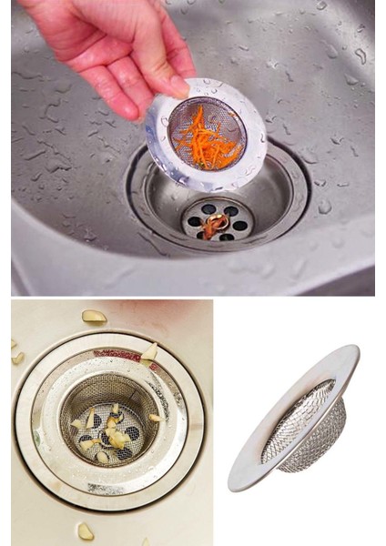 Paslanmaz Çelik Lavabo Süzgeci 2 Adet Metal