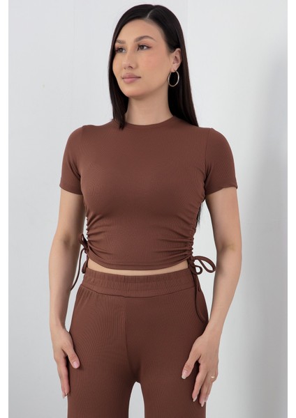 Yan Büzgülü Crop Ikili Takım 6775 fiyatları