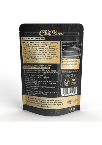 Chef Sam Glütensiz Bal Kabağı Çorbası 75 G