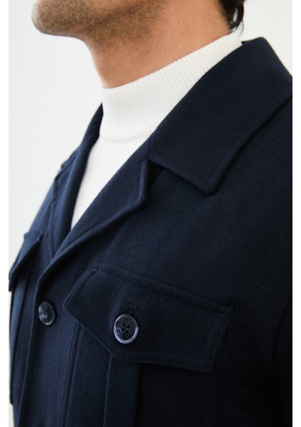 Düz Lacivert Slim Fit Torba Cep Erkek Trench Coat fiyatları