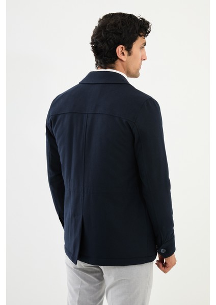 Düz Lacivert Slim Fit Torba Cep Erkek Trench Coat fırsatları