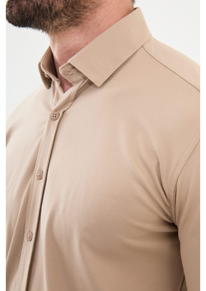 Düz Bej Slim Fit Erkek Gömlek fiyatları