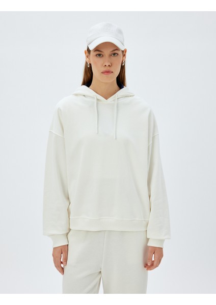 Kapşonlu Sweatshirt Basic Uzun Kollu Üç Iplik Pamuklu modelleri