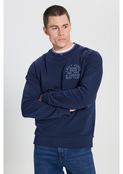 Wrangler Regular Fit Normal Kesim Bisiklet Yaka Lacivert Sweatshirt