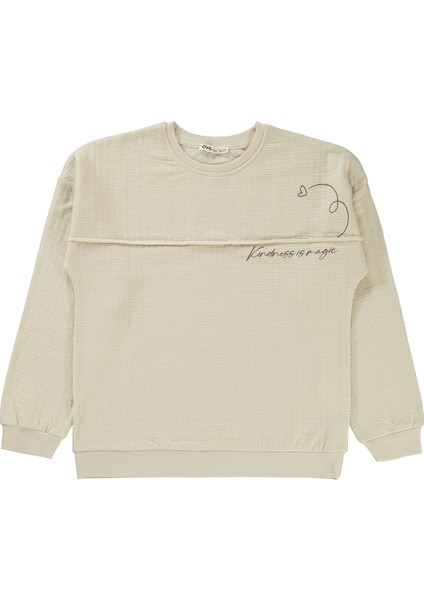 Kız Çocuk Sweatshirt 10-13 Yaş Taş Rengi