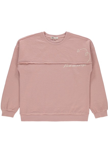 Kız Çocuk Sweatshirt 10-13 Yaş Pudra