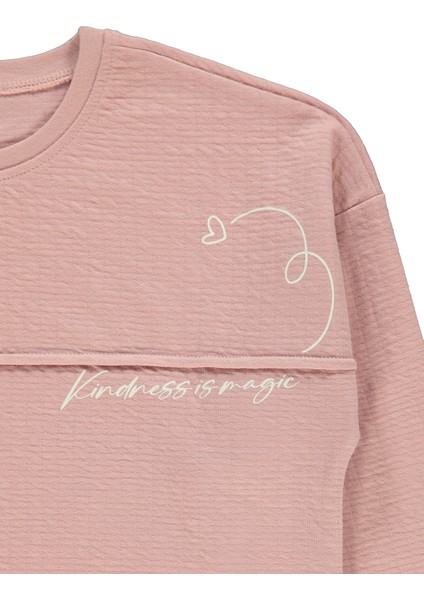 Kız Çocuk Sweatshirt 10-13 Yaş Pudra