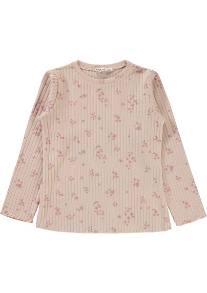 Kız Çocuk Sweatshirt 6-9 Yaş Pudra