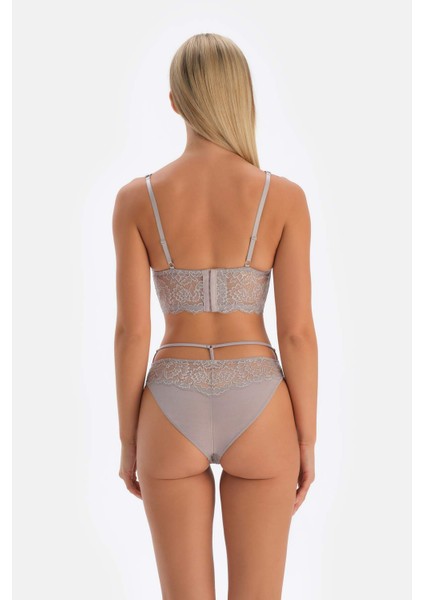Açık Gri Dantel Detaylı Brazılıan Külot fiyatları