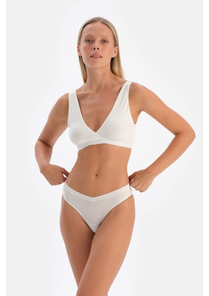 Kırık Beyaz Mıcromodal Thong Külot