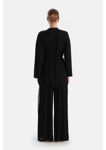 Siyah Yanı Tül Detaylı Sabahlık fiyatları