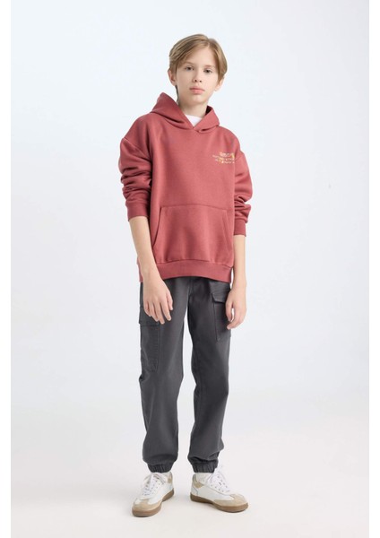 Erkek Çocuk Oversize Geniş Kalıp Sırt Baskılı Kapüşonlu Sweatshirt D5679A824WN fiyatları
